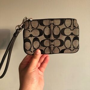 Coach Black and Grey Signature Wristlet